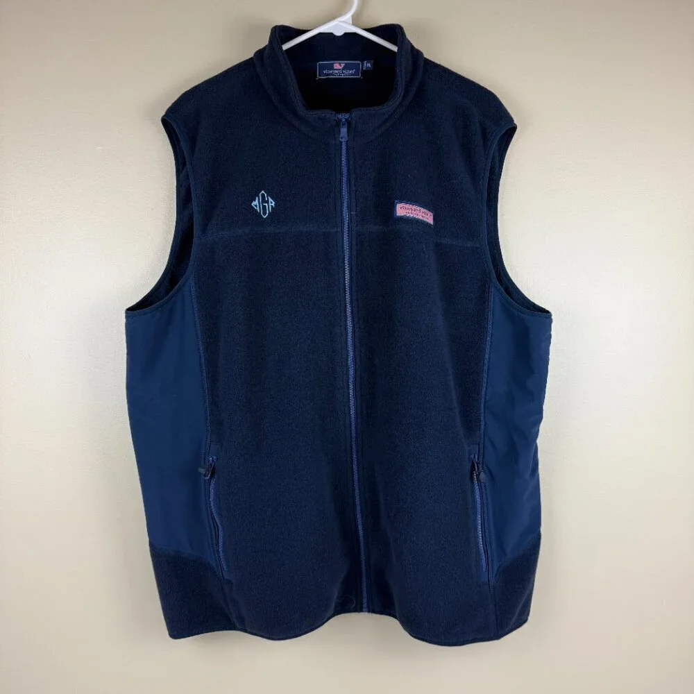 Men's Vineyard Vines Fleece Vest | L | Full-Zip | Zipper Pockets